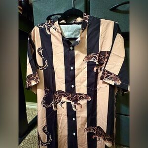 Black and Tan Big Cat Print Button up Shirt